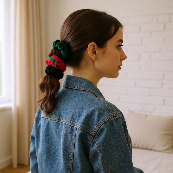 Noir 3-Piece Hair Scrunchies Set – Velvet & Satin – NWT - Picture 2 of 4